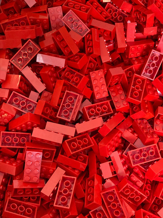 100 x Red LEGO® 2x4 Bricks - Preowned
