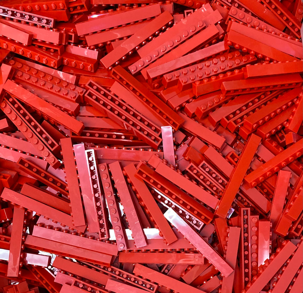 100 x Red LEGO 1x10 Bricks Brick Bin